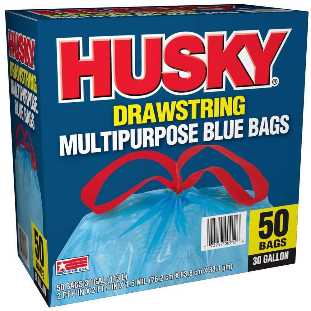 Husky 30 Gal. Blue Recycling Bags (50-Count) HK30DS050BU - The