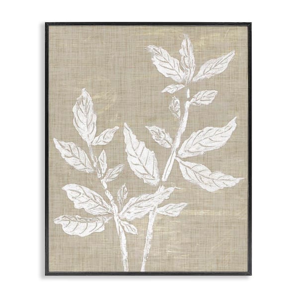 Stupell Industries Boho Leaves on Natural Pattern by Melissa Wang Black Framed Nature Giclee Art Print 14 in. x 11 in.