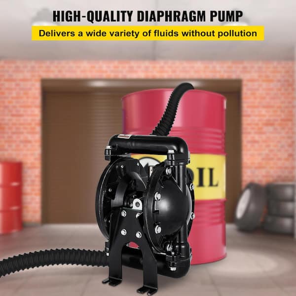 Air-Operated Double Diaphragm Pump 1 in. Inlet Outlet Nitrile Diaphragm Aluminum 35 GPM Max 120PSI 275.6 ft. Head Lift