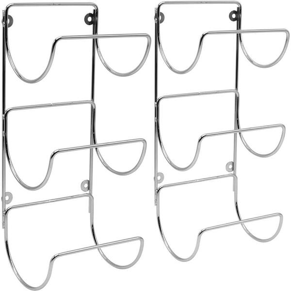 Dyiom Towel-Rack Holder - Wall Mounted Storage Organizer for Linens Set of 2 (Silver)