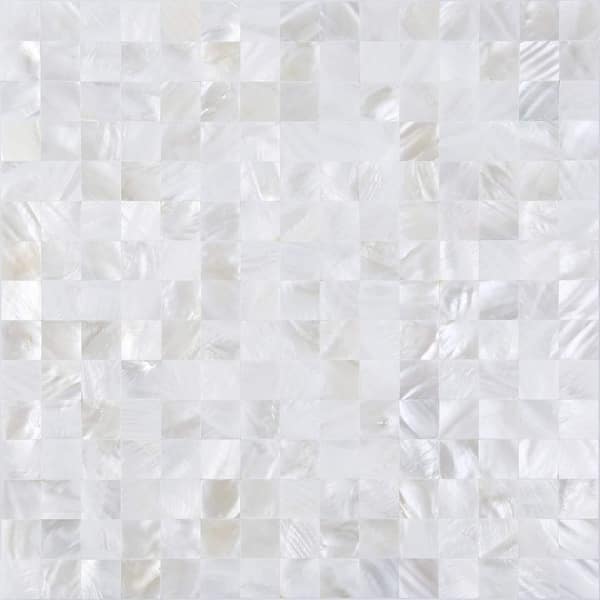White 10-Sheet Peel and Stick Backsplash Shell Tiles, Mother of Pearl Self Adhesive Wall Tiles for Decor