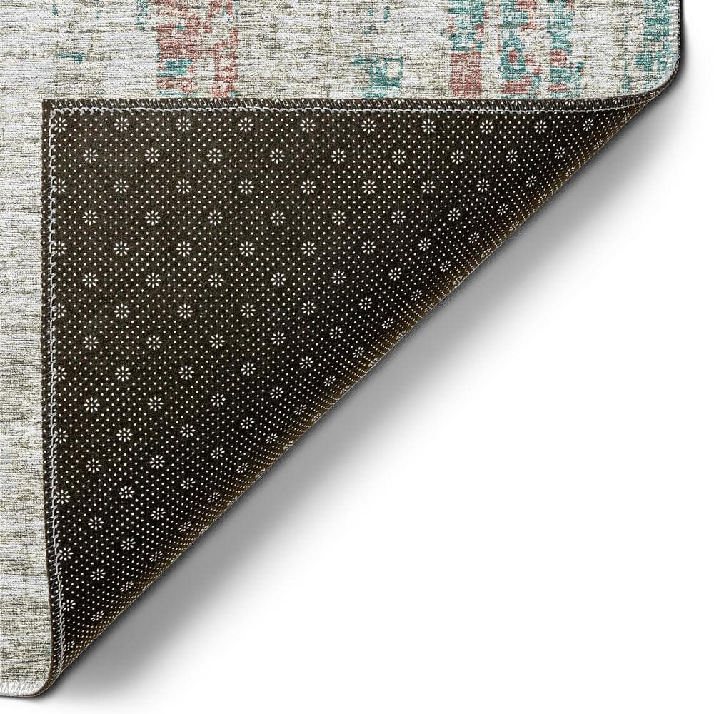 Ivory and Multicolor Flat Woven 8' x 10' Chenille Area Rug