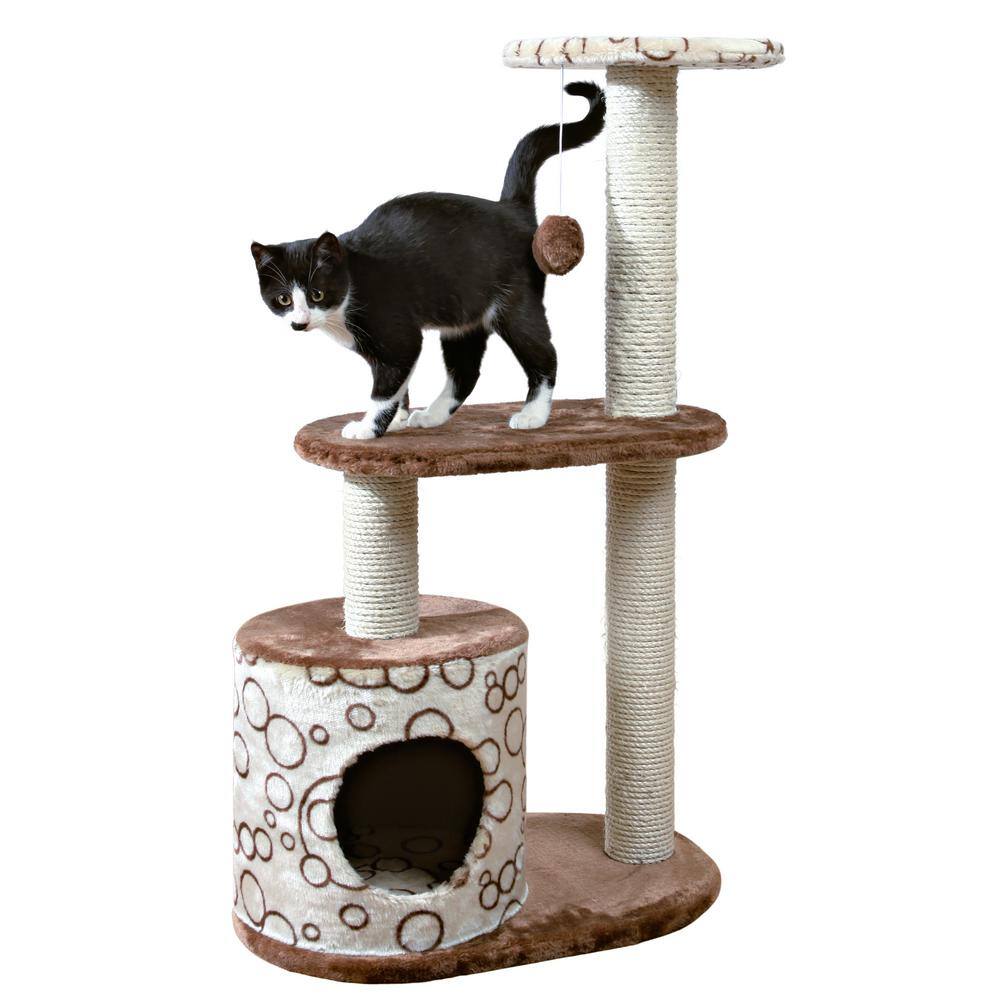 Brown and Beige Sisal Cat Tree with Condo and Platforms