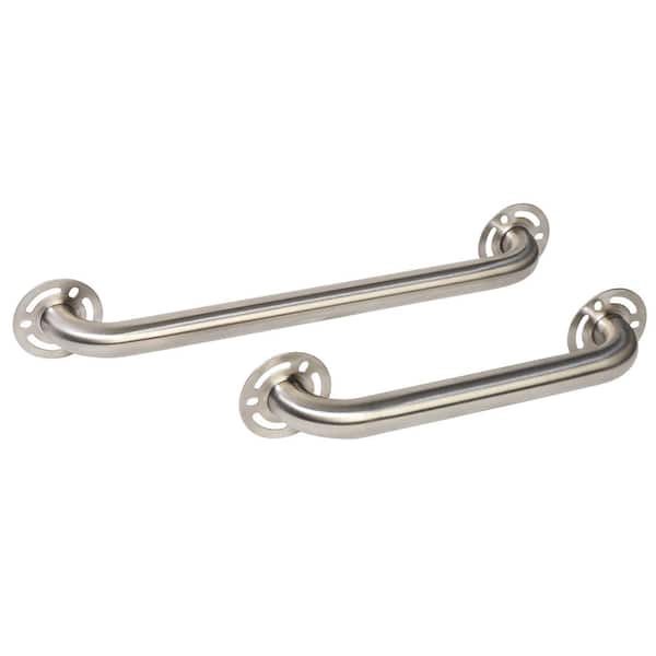 Zenna Home 12 in. and 18 in. Stainless Steel Exposed Grab Bar Bundle in Brushed Nickel