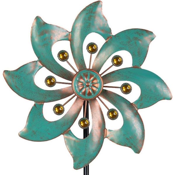 37 in. H 360° Outdoor Metal Wind Spinners Kinetic Wind Sculptures, Spinners for Yard Garden Lawn, Light Green(10 Inch)