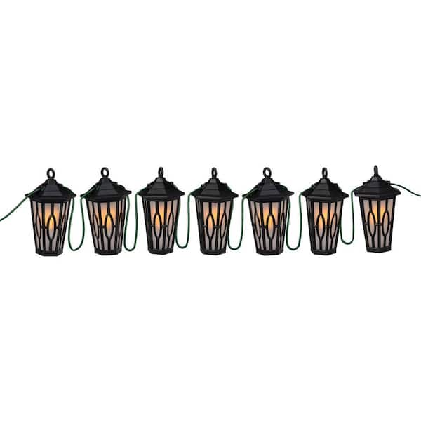 Newport Coastal Patio Lights 7-Light Black LED Carousel String Lanterns