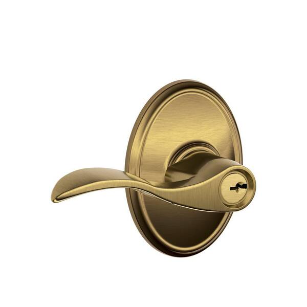 Schlage Accent Antique Brass Keyed Entry Door Lever with Wakefield Trim