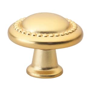 1.25 in. Dia Brass Gold Round Beaded Cabinet Knobs (10-Pack)
