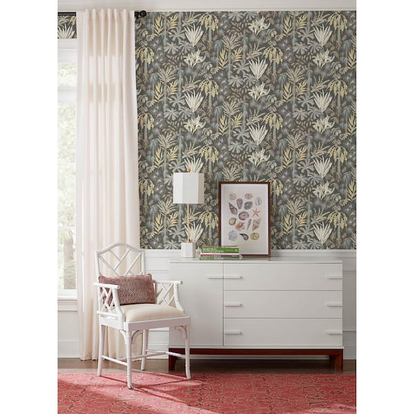 Everglades Grey Botanical Wallpaper Sample