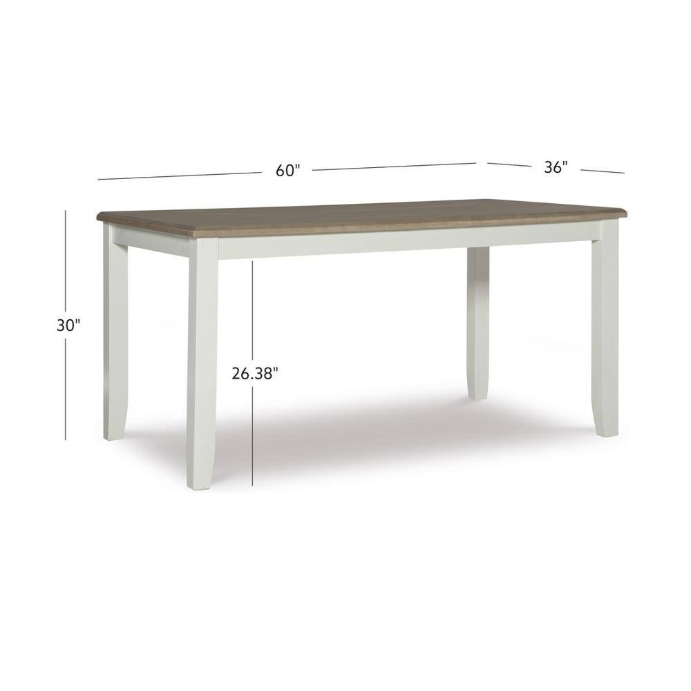 Rustic Taupe and Vanilla White 6-Piece Dining Set with Storage Bench
