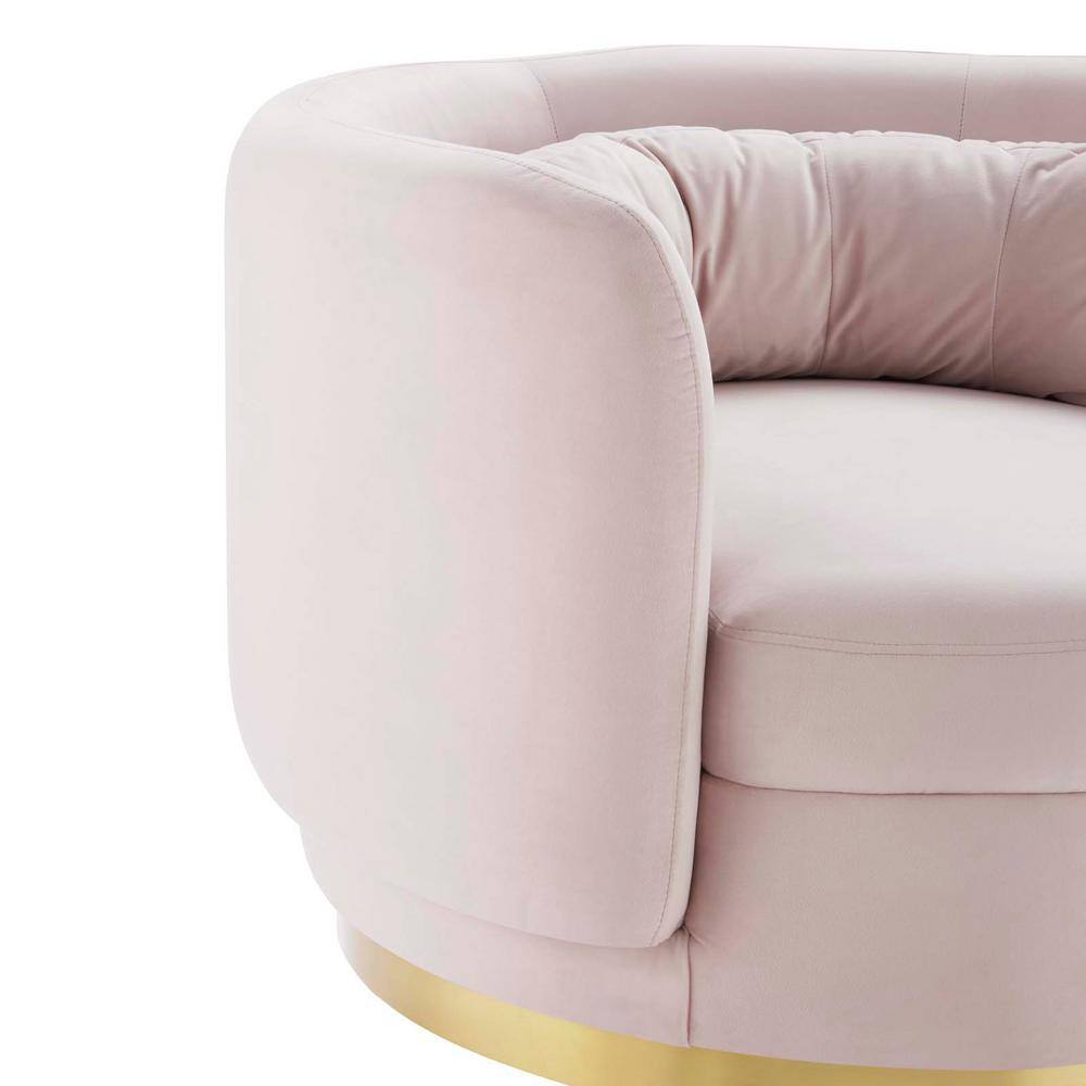 Glam Deco Gold Pink Velvet Swivel Accent Chair with Metal Base