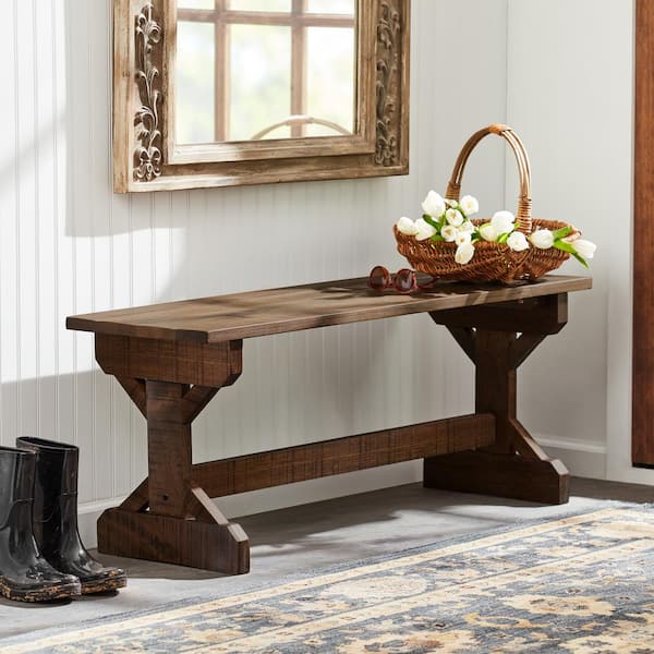 Farmhouse 2-Person Wood Outdoor/Indoor Bench