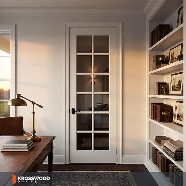 36 in. x 96 in. 12-Lite Solid Core MDF Primed Interior Door Slab