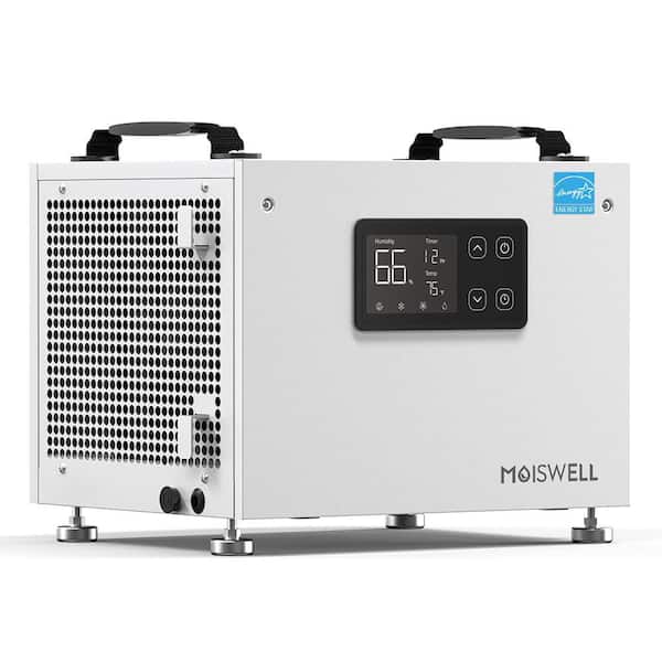 Moiswell Defender S60 70 pt. 1,000 sq. ft. Bucketless Commercial Dehumidifier with Hose for Crawlspace Home in White