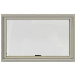 48 in. x 30 in. W-2500 Series Desert Sand Painted Clad Wood Awning Window w/ Natural Interior and Screen