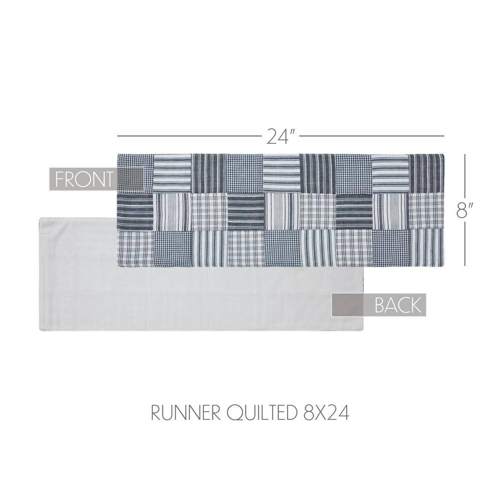 Denim Blue Cotton Patchwork Table Runner 8x24