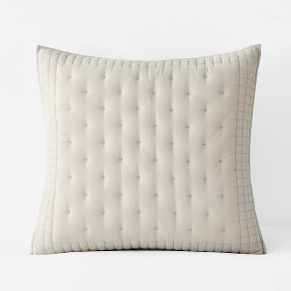 Pintuck Oatmeal Cotton Euro Quilted Sham