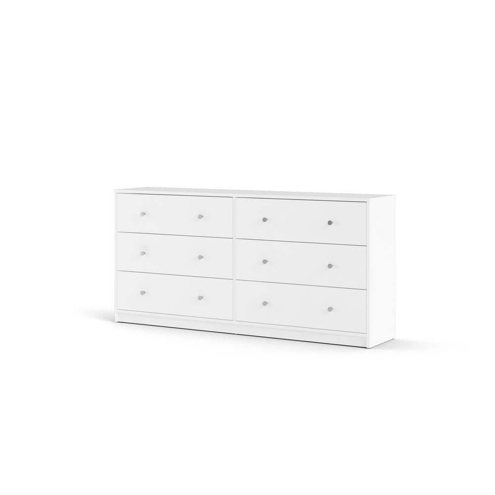 Tvilum Portland 6-Drawer Double Dresser in White 26.89 in. H x 56.34 in ...