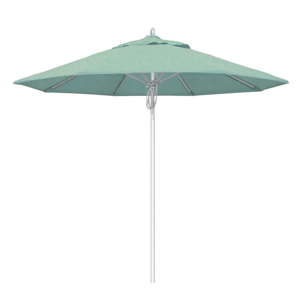 9 ft. Silver Aluminum Commercial Fiberglass Ribs Market Patio Umbrella and Pulley Lift in Spectrum Mist Sunbrella price history on PriceWatchPro