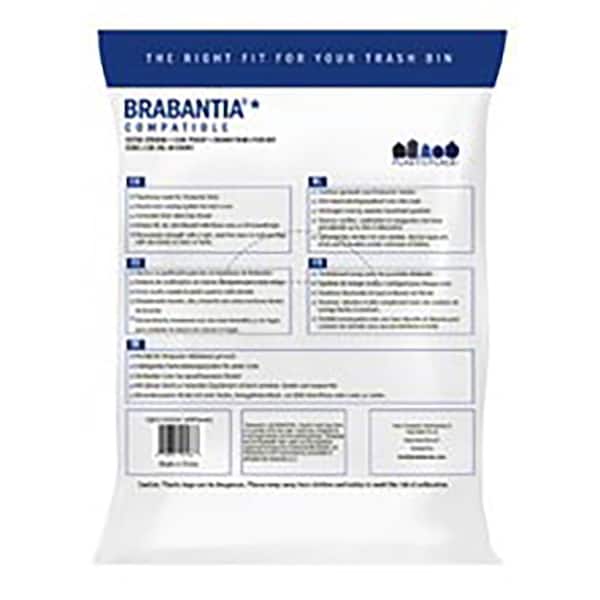  Brabantia PerfectFit Trash Bags (Size J/5.3-6.6 Gal) Thick  Plastic Trash Can Liners with Drawstring Handles (40 Bags) : Home & Kitchen