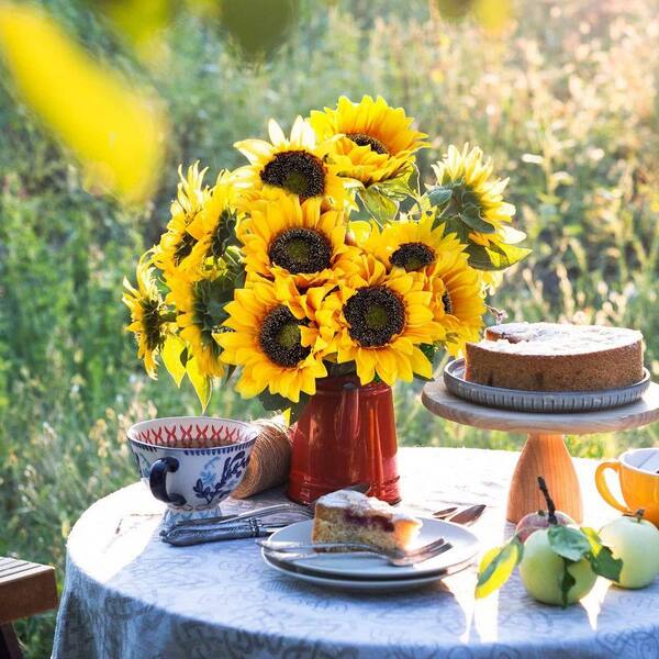 17.7 in. Yellow Artificial Sunflowers with Long Stem HPK7RT2H