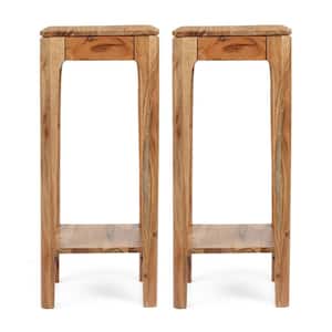 Arlene 29 in. Square Natural Wood Indoor Plant Stand (2-Pack)
