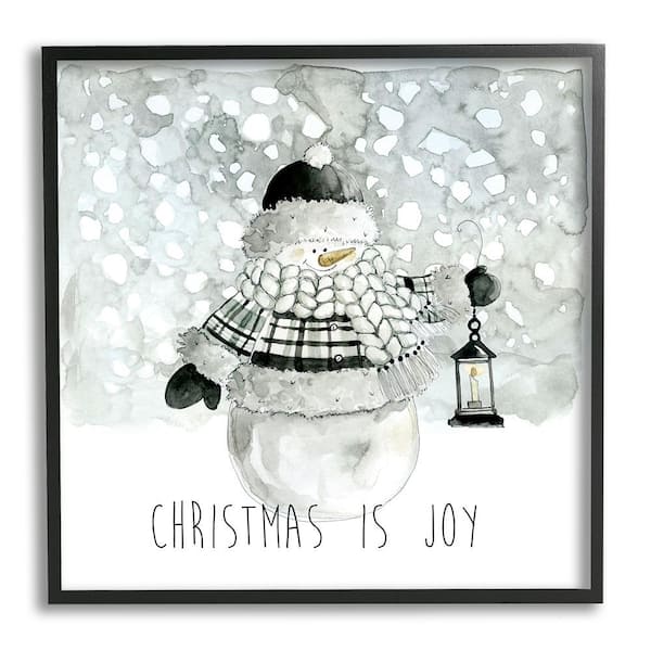 Christmas is Joy Snowman by Carol Robinson 1-Piece Framed Graphic Print Typography Poster Art Print 24 in. x 24 in.