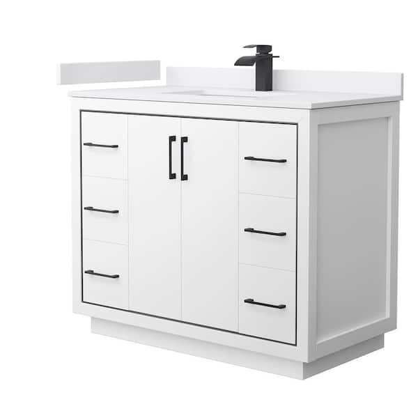 Wyndham Collection Icon 42 in. W x 22 in. D x 35 in. H Single Bath Vanity in White with White Cultured Marble Top
