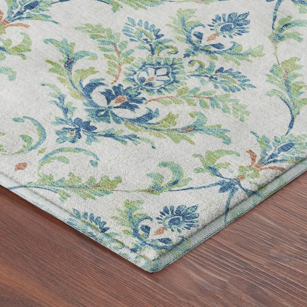 Mayfield Premium Machine Washable Abstract AMF2325 Aloe 2 ft. x 7 ft. Runner Rug