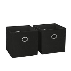 10 in. H x 10.5 in. W x 10.5 in. D Black Fabric Cube Storage Bin 2-Pack