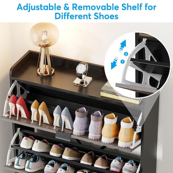 Magic Home 31.5 in. Black Slim Hallway Shoe Cabinet Shoe Rack