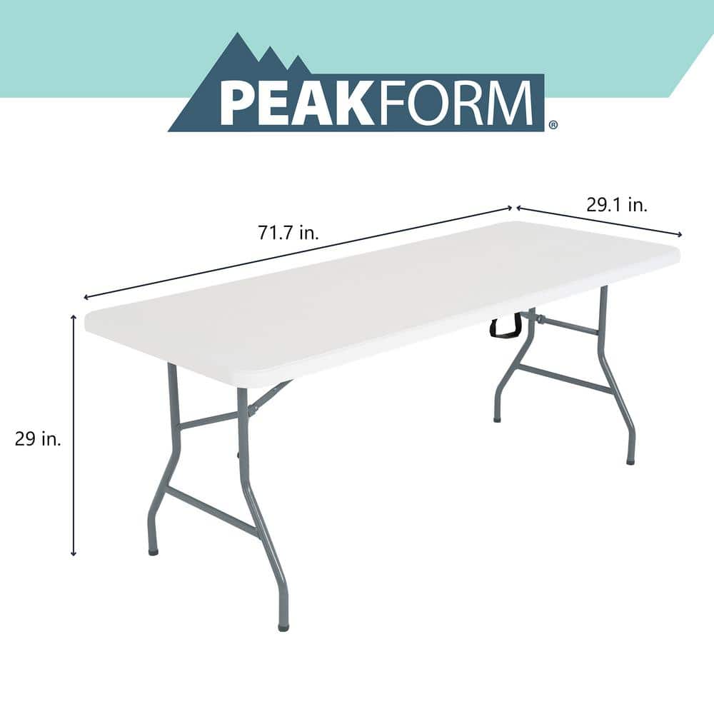 White 6-Foot Rectangular Folding Table with Black Legs