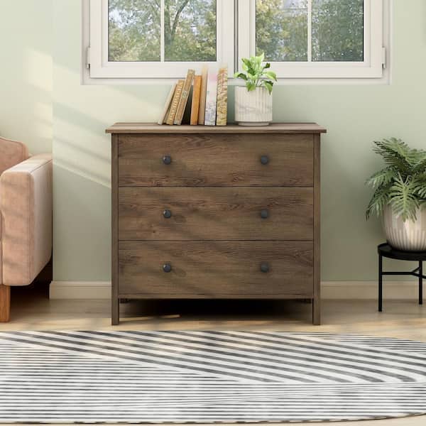 London 3-Drawer Distressed Walnut Chest of Drawers