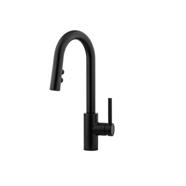 Pfister Stellen Single-Handle Bar Faucet with Pull-Down Sprayer in Matte Black
