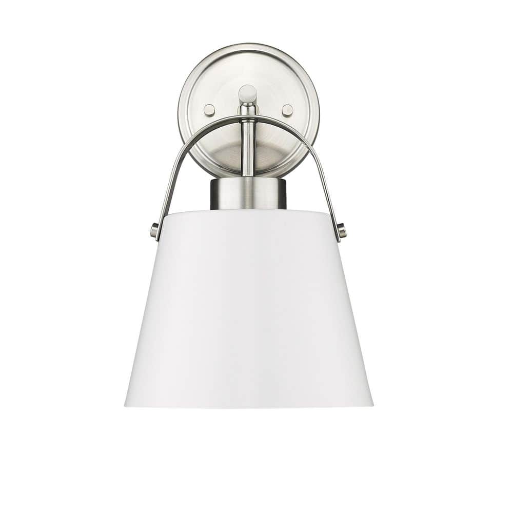 Matte White and Brushed Nickel Dimmable Wall Sconce