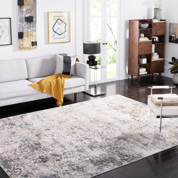 Aston Ivory/Gray 8 ft. x 10 ft. Distressed Abstract Area Rug