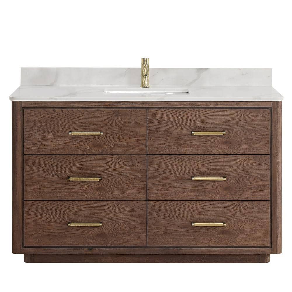 ROSWELL Porto 55 in. W x 22 in. D x 33.8 in. H Single Sink Bath Vanity