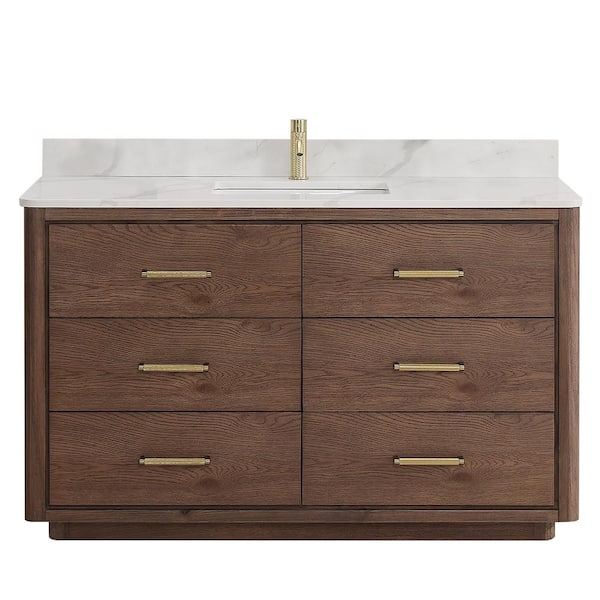 ROSWELL Porto 55 in. W x 22 in. D x 33.8 in. H Single Sink Bath Vanity ...