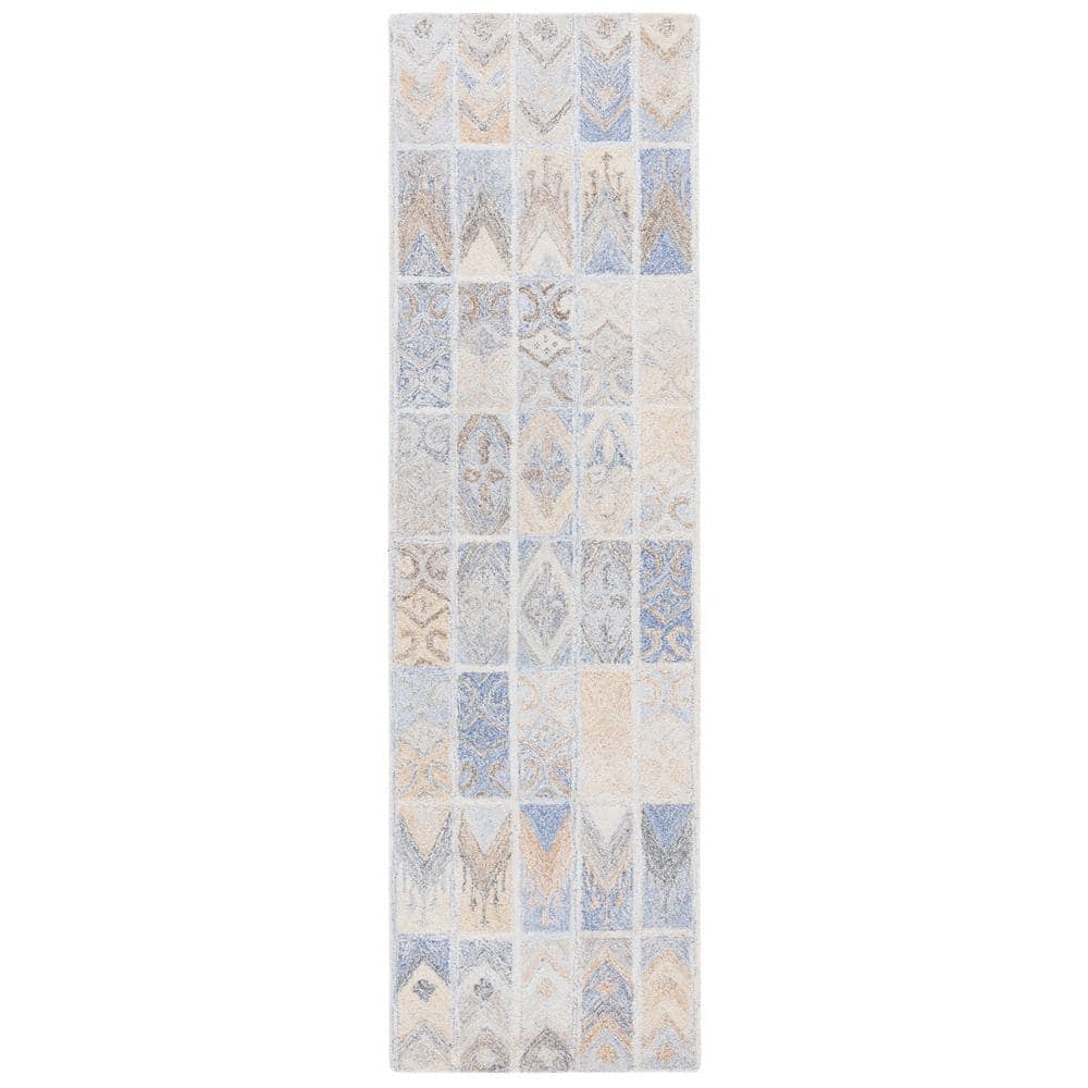 Rust Blue Rug Geometric Pattern SAFAVIEH Abstract Blue/Rust 2 ft. x 8 ft. Geometric Bohemian Runner Rug ...