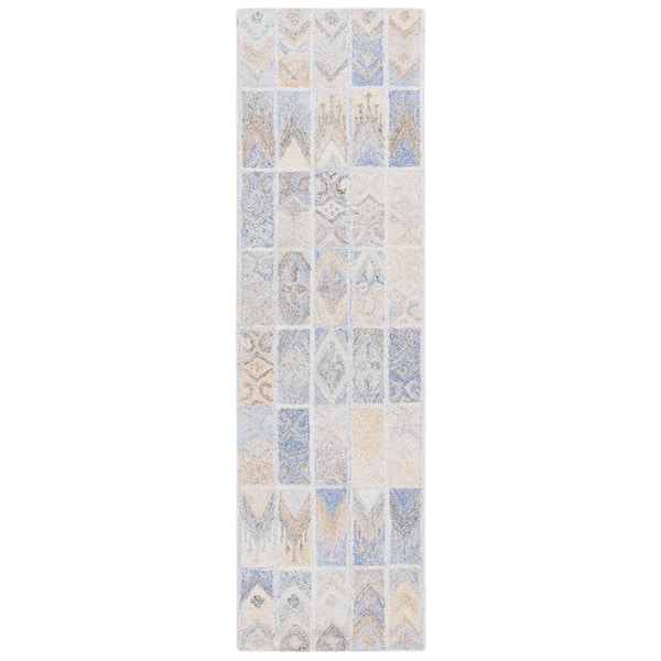 SAFAVIEH Abstract Blue/Rust 2 ft. x 8 ft. Geometric Bohemian Runner Rug