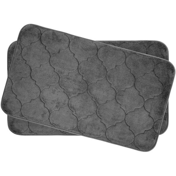BounceComfort Faymore Dark Gray 17 in. x 24 in. Memory Foam Bath Mat Set (2-Piece)