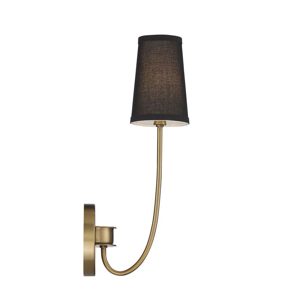 Mid-Century Modern Dimmable Black and Brass Sconce