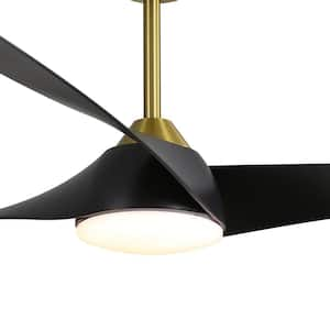 Hector III 52 in. Indoor Gold Ceiling Fan with Integrated LED Light, Black Propeller Blades and Remote Control Included