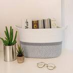 Square Fabric Cotton Rope Woven Basket with Handles For Books, Magazines, Toys 13.5 in. x 11 in. x 9.5 in.