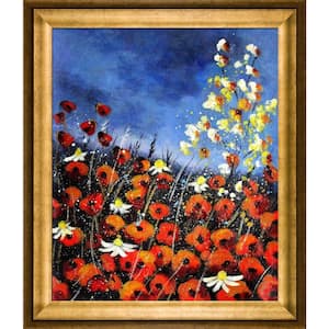 25 in. x 29 in. "Red Poppies (451140) with Athenian Gold Frame" by Pol Ledent Framed Canvas Wall Art