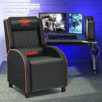 24.5 in. W Orange Massage Gaming Recliner Chair Leather Single Sofa Home Theater Seat