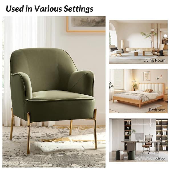 JAYDEN CREATION Nora Modern Moss Velvet Accent Arm Chair Set of 2