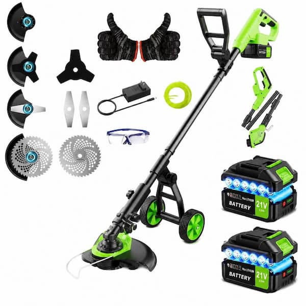 12 in. Edger Brushless Cordless Wheeled Trimmer 4-in-1 Heavy Duty Cutter String Lawn Mower Edger 1 Piece