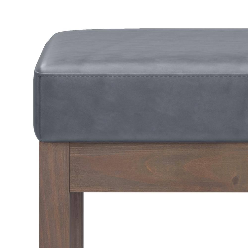 Milltown Stone Grey Faux Leather Narrow Profile Ottoman Bench