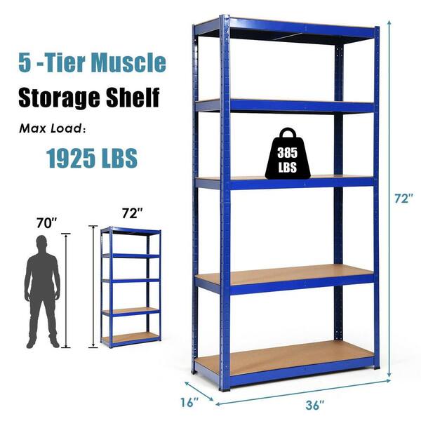 LISSIMO 33.7in. H x 34in. W x 18in. D Garage Shelving 3 Tier Metal